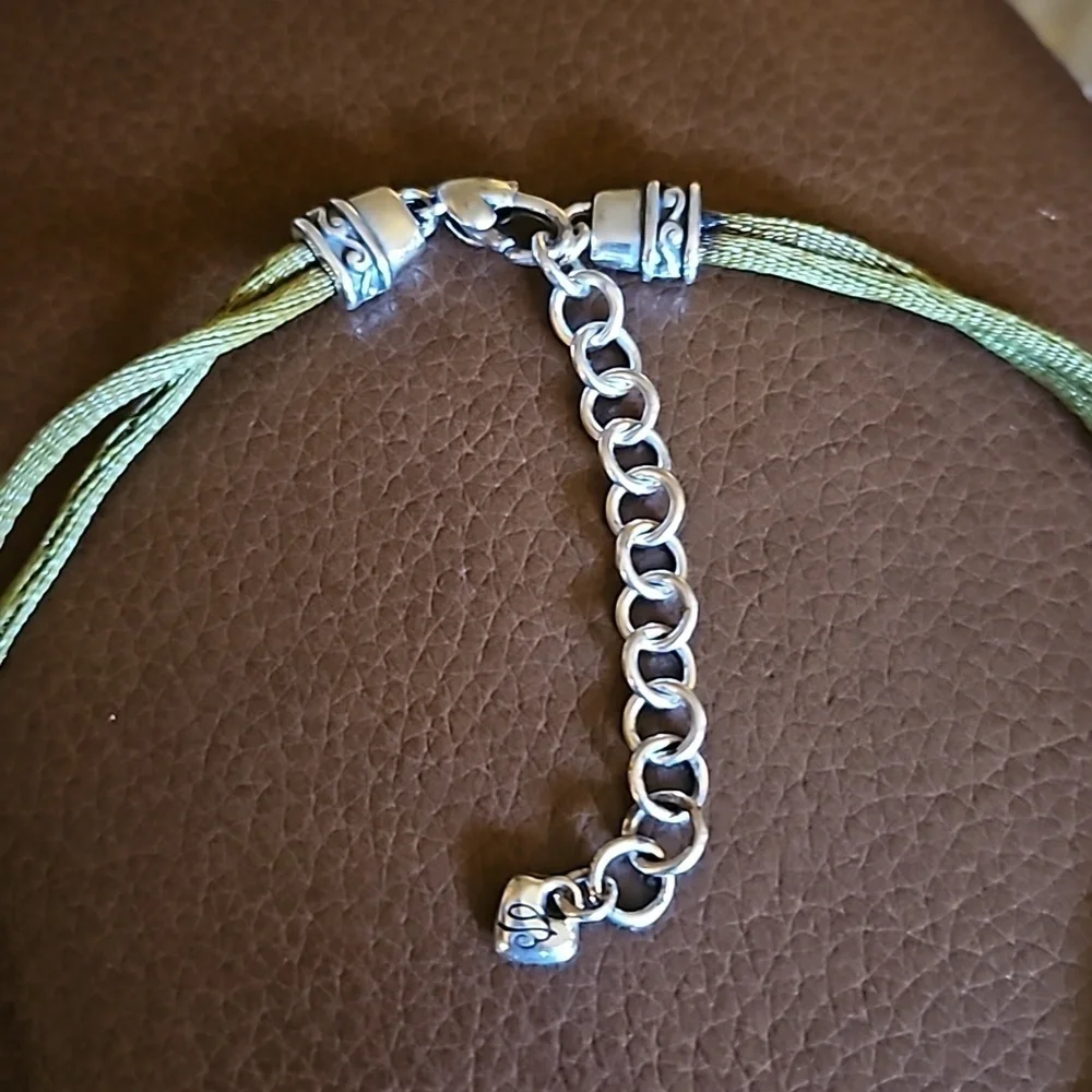 BRIGHTON Venus Rising Swarovski Crystal Pendant Olive Silk Cord Necklace - Picture 5 of 7